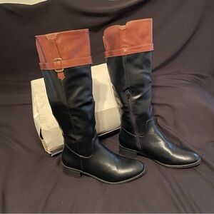 Rampage Black & Brown Faux Leather Over-the-Knee Boots RAM-IANNA Style WR8012